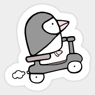 Grey Puffin Zips Away Sticker